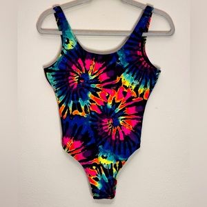 PINK Victoria’s Secret Neon tie dye one piece, size Small